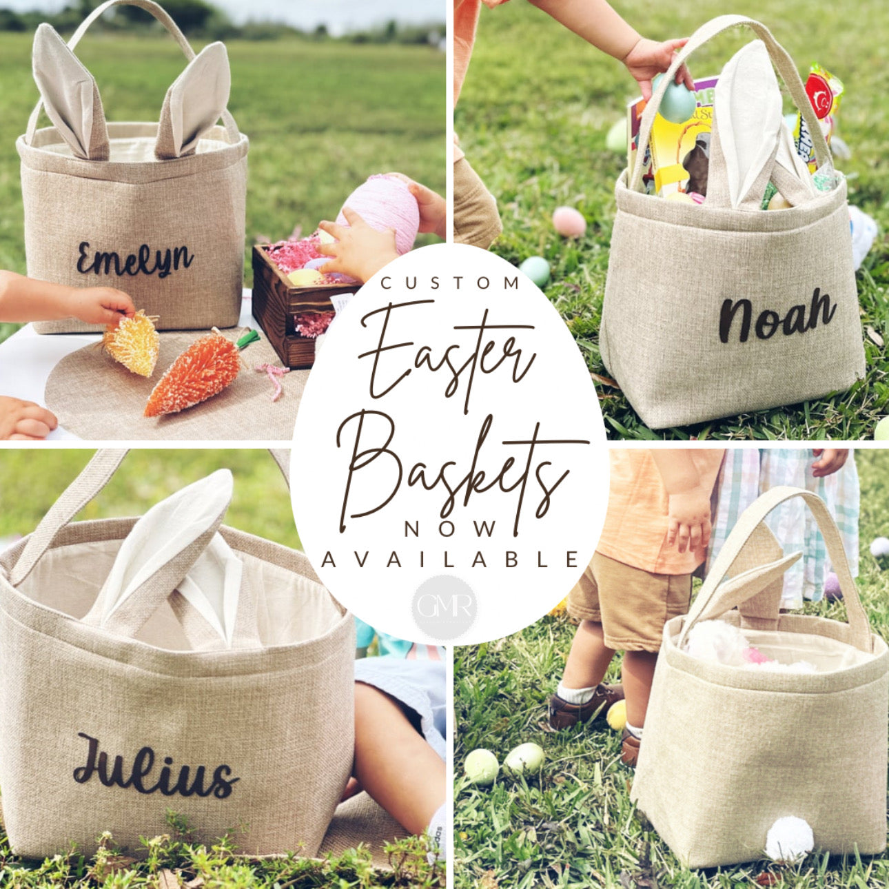 Neutral Burlap Easter Basket with Bunny Ears and Tail - Add Your Name / Perfect for Any Easter Celebrations, Kids Easter Basket Ideas